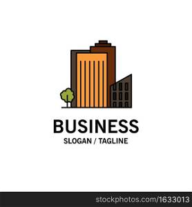 Building, Build, Dormitory, Tower, Real Estate Business Logo Template. Flat Color
