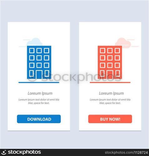 Building, Buildings, Construction Blue and Red Download and Buy Now web Widget Card Template
