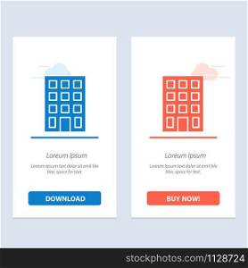 Building, Buildings, Construction Blue and Red Download and Buy Now web Widget Card Template