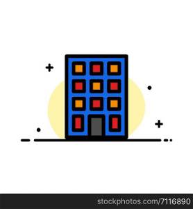 Building, Buildings, Construction Business Flat Line Filled Icon Vector Banner Template