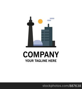 Building, Canada, City, Famous City, Toronto Business Logo Template. Flat Color