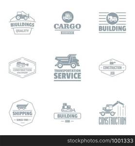 Building cargo logo set. Simple set of 9 building cargo vector logo for web isolated on white background. Building cargo logo set, simple style