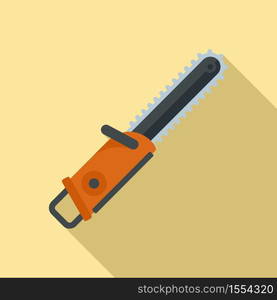 Building chainsaw icon. Flat illustration of building chainsaw vector icon for web design. Building chainsaw icon, flat style