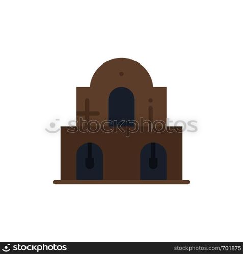 Building, Christmas, Church, Easter Flat Color Icon. Vector icon banner Template