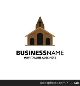 Building, Christmas, Church, Spring Business Logo Template. Flat Color