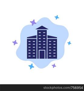 Building, City, Construction Blue Icon on Abstract Cloud Background