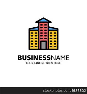 Building, City, Construction Business Logo Template. Flat Color