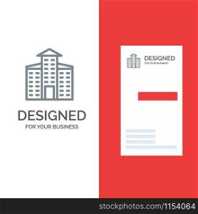 Building, City, Construction Grey Logo Design and Business Card Template