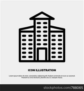 Building, City, Construction Line Icon Vector