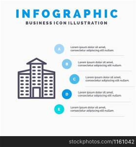 Building, City, Construction Line icon with 5 steps presentation infographics Background