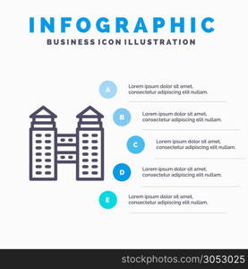 Building, City, Construction Line icon with 5 steps presentation infographics Background
