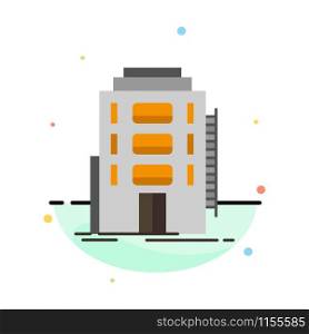 Building, City, Dormitory, Hostel, Hotel Abstract Flat Color Icon Template