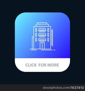 Building, City, Dormitory, Hostel, Hotel Mobile App Button. Android and IOS Line Version