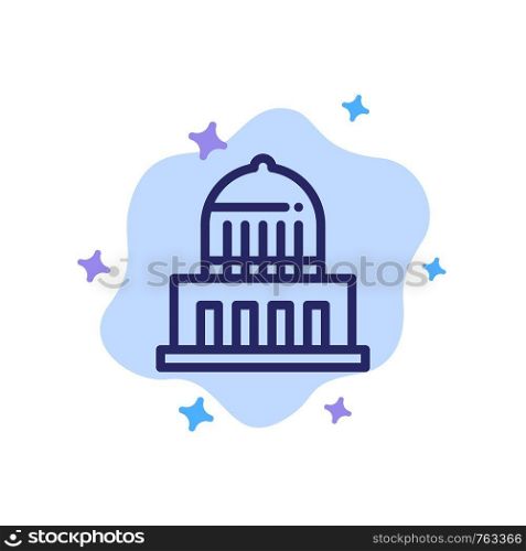 Building, City, Landmark, Usa Blue Icon on Abstract Cloud Background