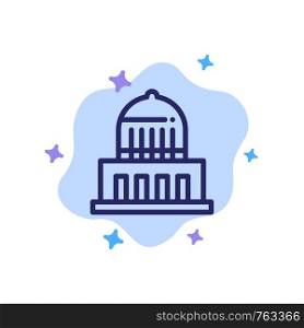 Building, City, Landmark, Usa Blue Icon on Abstract Cloud Background