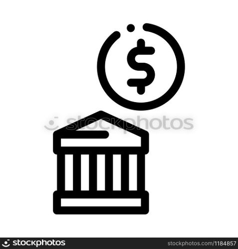 Building Coin Icon Vector. Outline Building Coin Sign. Isolated Contour Symbol Illustration. Building Coin Icon Vector Outline Illustration