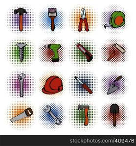 Building comics icons set isolated on white background. Building comics icons set