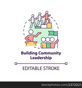 Building community leadership concept icon. Reason for participation abstract idea thin line illustration. Isolated outline drawing. Editable stroke. Arial, Myriad Pro-Bold fonts used. Building community leadership concept icon
