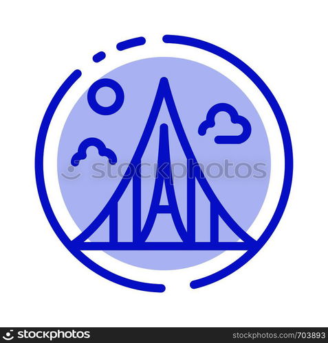 Building, Construction, Estate, Landmark, Martyrs Blue Dotted Line Line Icon