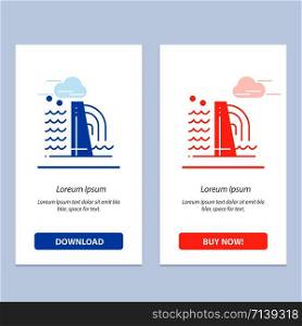 Building, Construction, Factory, Industry Blue and Red Download and Buy Now web Widget Card Template