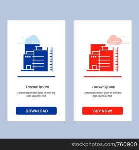 Building, Construction, Factory, Industry Blue and Red Download and Buy Now web Widget Card Template