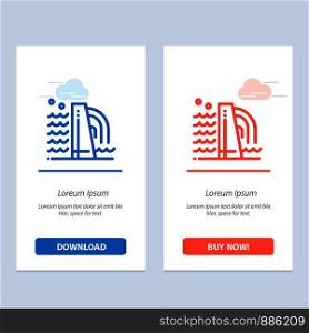 Building, Construction, Factory, Industry Blue and Red Download and Buy Now web Widget Card Template