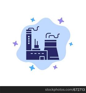 Building, Construction, Factory, Industry Blue Icon on Abstract Cloud Background