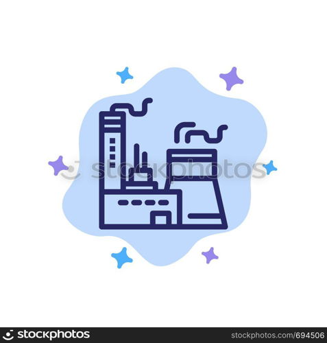 Building, Construction, Factory, Industry Blue Icon on Abstract Cloud Background