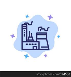 Building, Construction, Factory, Industry Blue Icon on Abstract Cloud Background