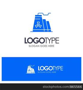 Building, Construction, Factory, Industry Blue Solid Logo with place for tagline