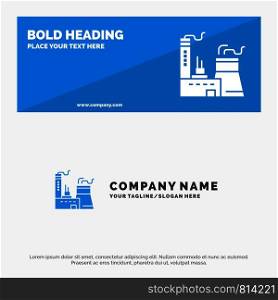 Building, Construction, Factory, Industry SOlid Icon Website Banner and Business Logo Template