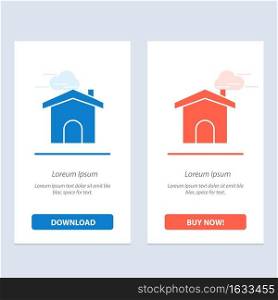 Building, Construction, Home, House  Blue and Red Download and Buy Now web Widget Card Template