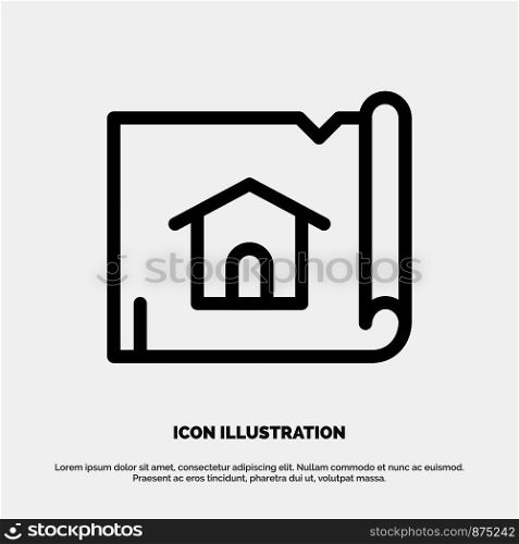 Building, Construction, Map, House Line Icon Vector