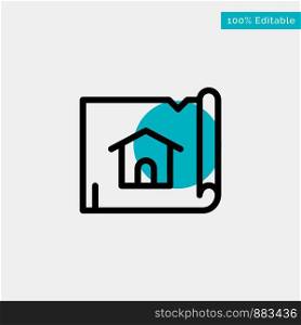 Building, Construction, Map, House turquoise highlight circle point Vector icon