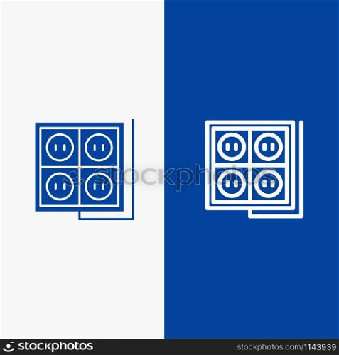 Building, Construction, Plug, Socket, Tool Line and Glyph Solid icon Blue banner Line and Glyph Solid icon Blue banner