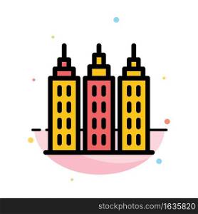 Building, Construction, Tower Abstract Flat Color Icon Template