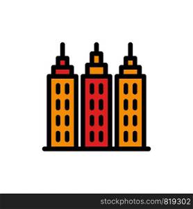 Building, Construction, Tower Flat Color Icon. Vector icon banner Template