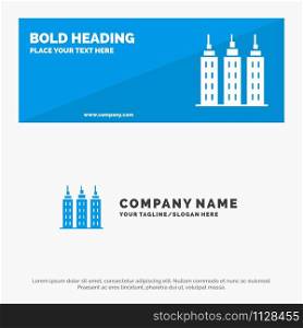 Building, Construction, Tower SOlid Icon Website Banner and Business Logo Template