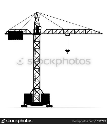 building crane black silhouette outline vector illustration isolated on white background