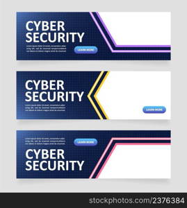 Building cyber security web banner design template. Vector flyer with text space. Advertising placard with customized copyspace. Printable poster for advertising. Calibri, Arial fonts used. Building cyber security web banner design template