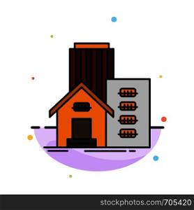 Building, Estate, Real, Apartment, Office Abstract Flat Color Icon Template