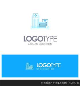 Building, Estate, Real, Apartment, Office Blue outLine Logo with place for tagline