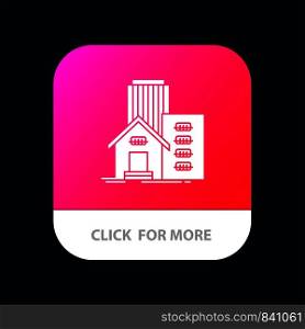 Building, Estate, Real, Apartment, Office Mobile App Button. Android and IOS Glyph Version