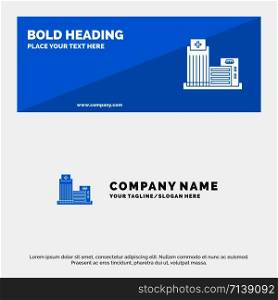 Building, Estate, Real, Apartment, Office SOlid Icon Website Banner and Business Logo Template