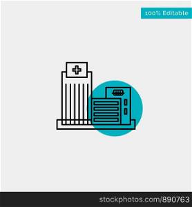 Building, Estate, Real, Apartment, Office turquoise highlight circle point Vector icon