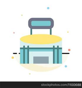 Building, Exterior, Game, Sport, Stadium Abstract Flat Color Icon Template