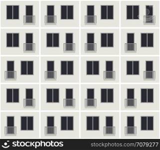 Building facade pattern. Seamless pattern of the apartment building facade. Vector background of condominium house.