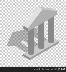 Building facade with three pillars isometric icon 3d on a transparent background vector illustration. Facade with three pillars isometric icon