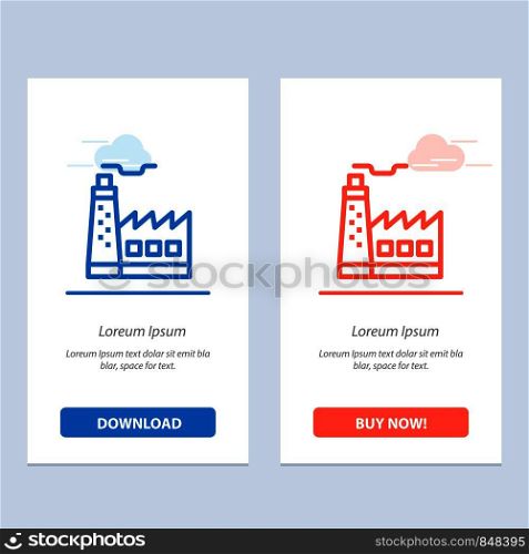 Building, Factory, Construction, Industry Blue and Red Download and Buy Now web Widget Card Template