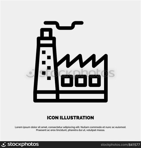 Building, Factory, Construction, Industry Line Icon Vector